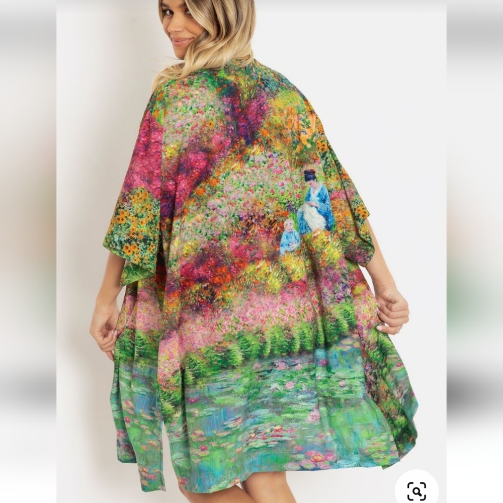 Floral Watercolor Kimono Cardigan - Multicolor Monet
